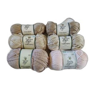 Yarn Bee Lot 10 Skeins Ivory Blush Hummus Yarntopia Baby Bee Chunky Mix
